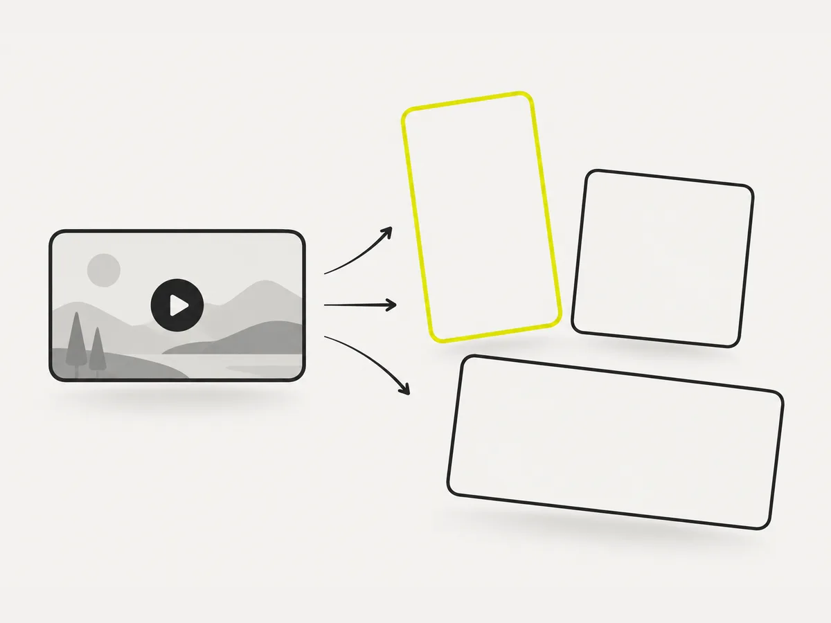 Diagram: one transcript exported as TXT, SRT and copied text for every workflow
