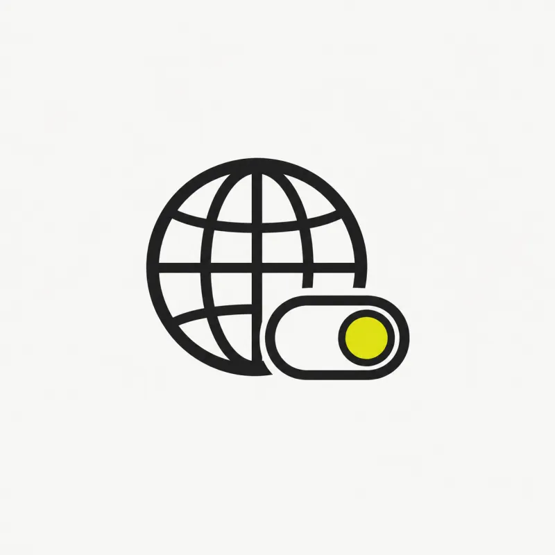 Illustration: a small globe with an auto toggle