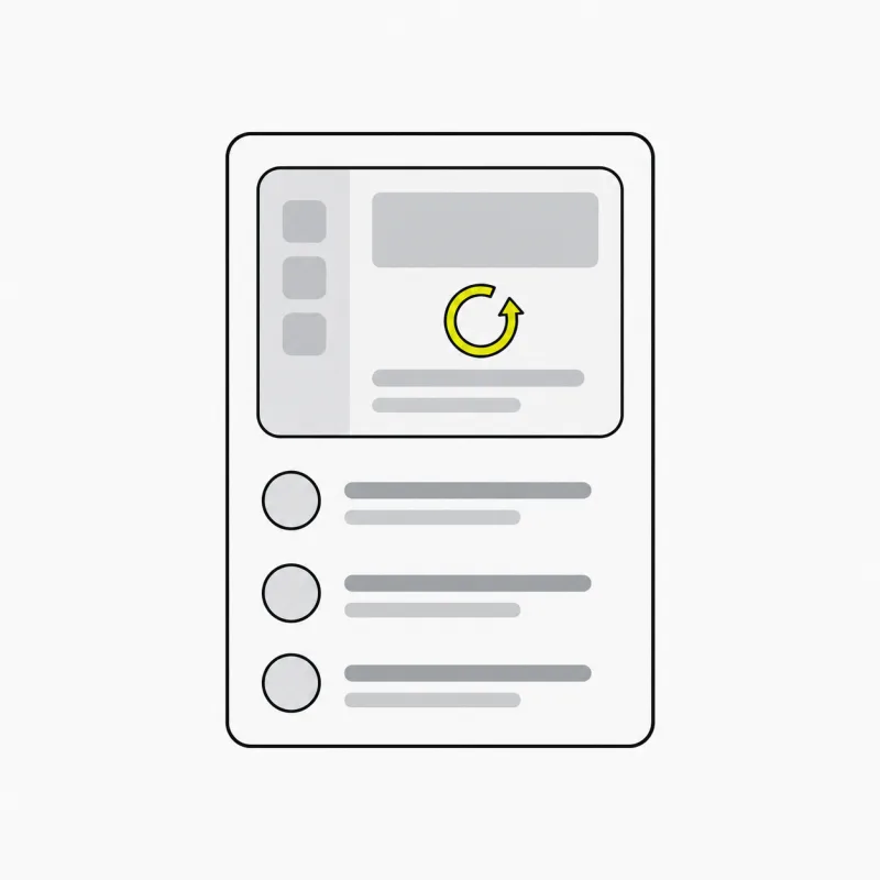 Illustration: a how-to step card with a small looping screen-capture tile — a GIF made for a tutorial