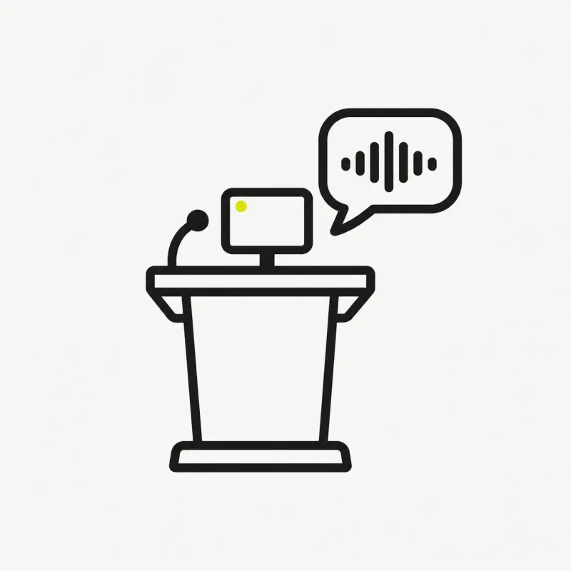 Illustration: an audio waveform converted into a transcript