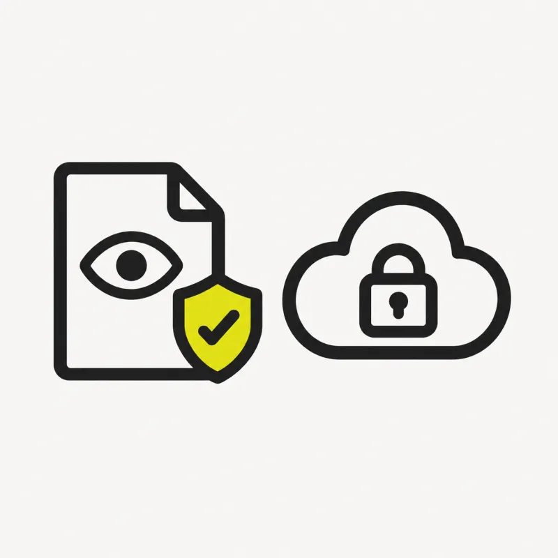Illustration: a local audio preview with a shield before a cloud processing step