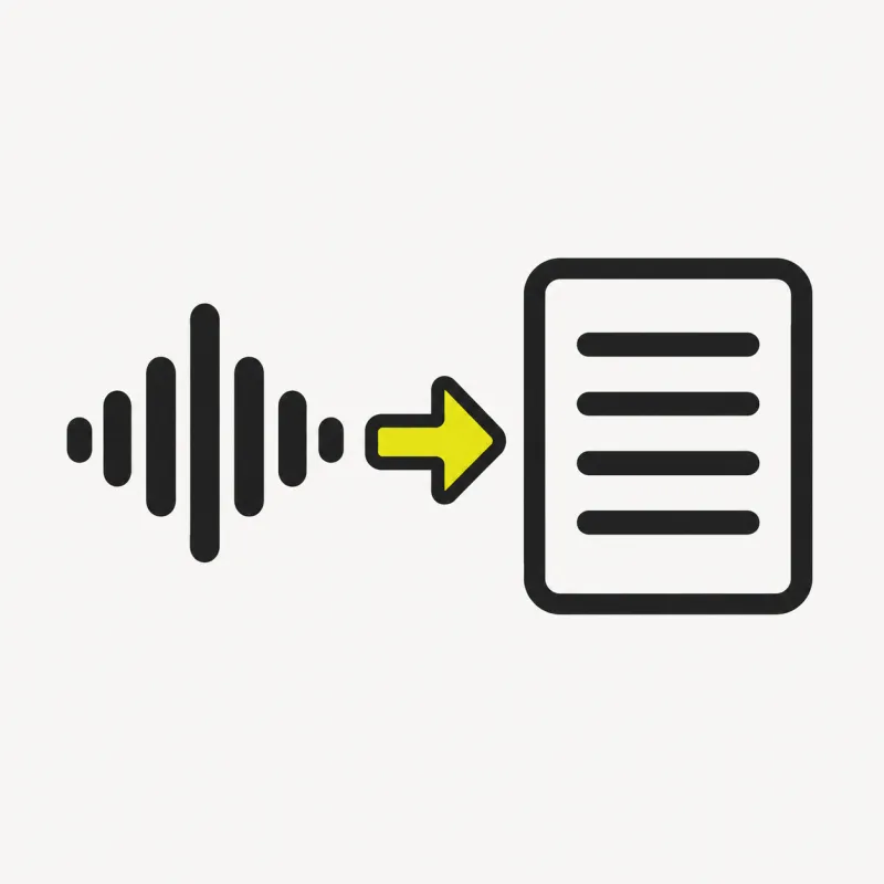 Illustration: an M4A audio file flowing into readable transcript lines