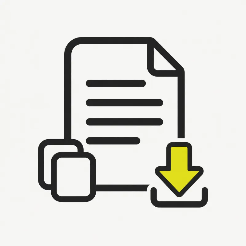 Illustration: timestamped transcript text with copy and download controls
