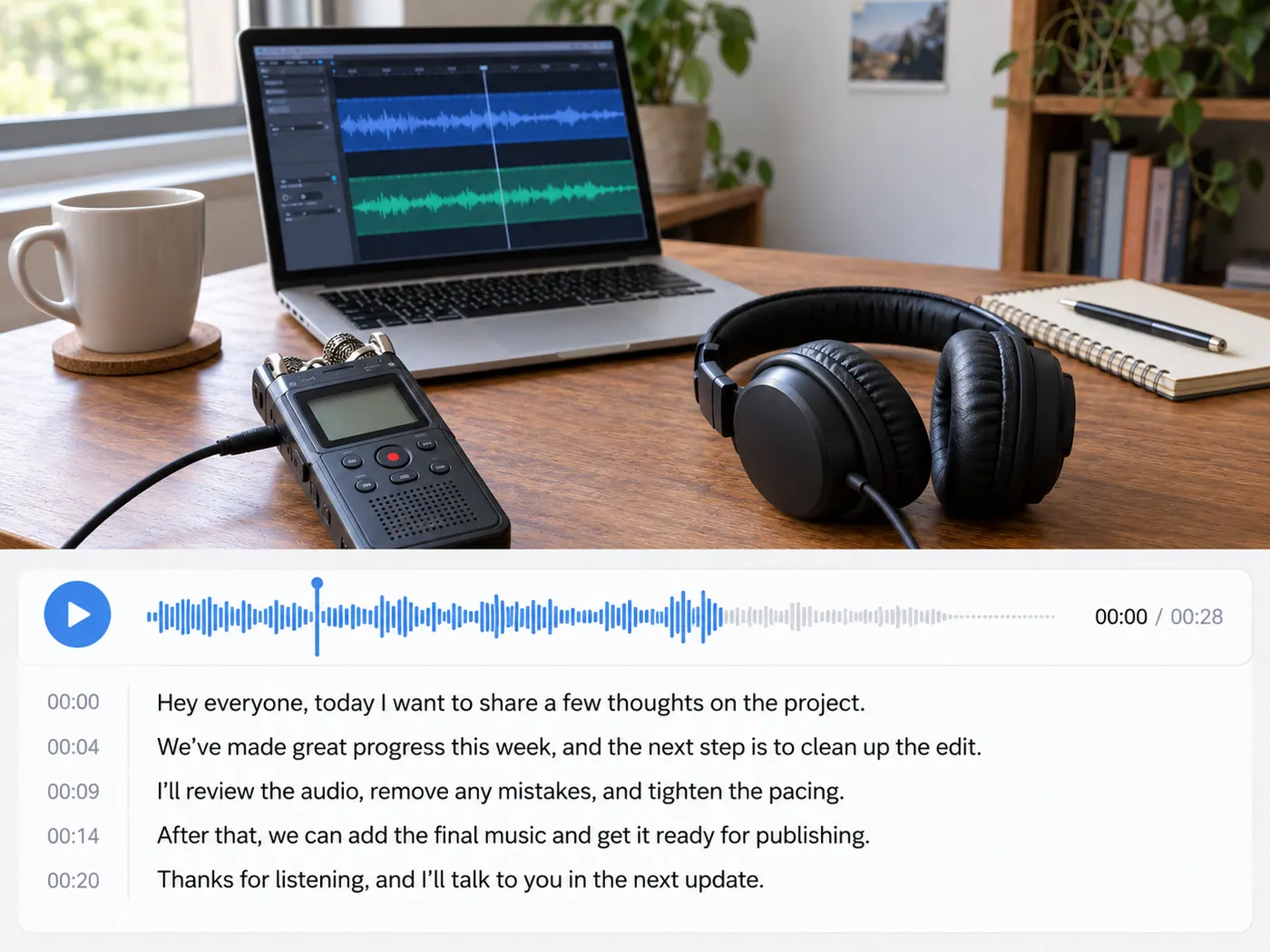 Illustration: settings beside an MP3 file