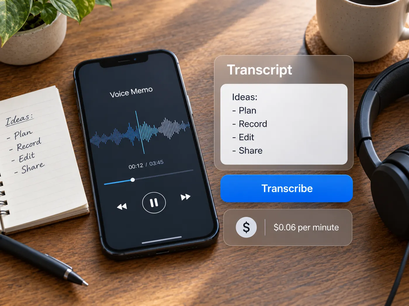 Illustration: a local audio preview before a cloud processing step