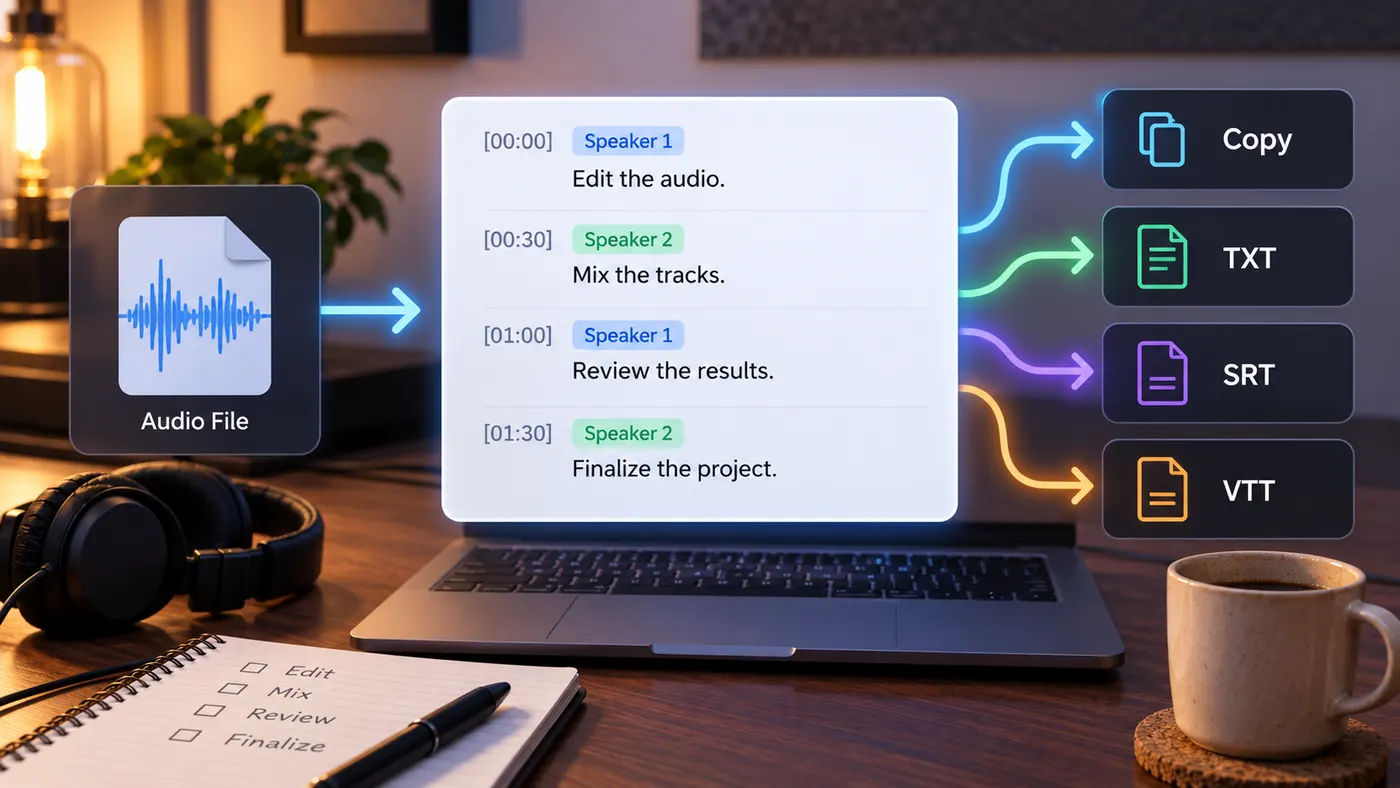 From a recording to text, step by step