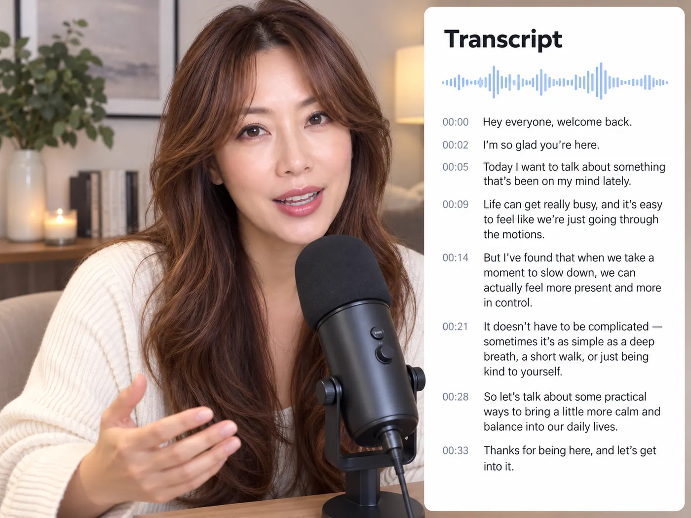Illustration: settings beside an audio recording